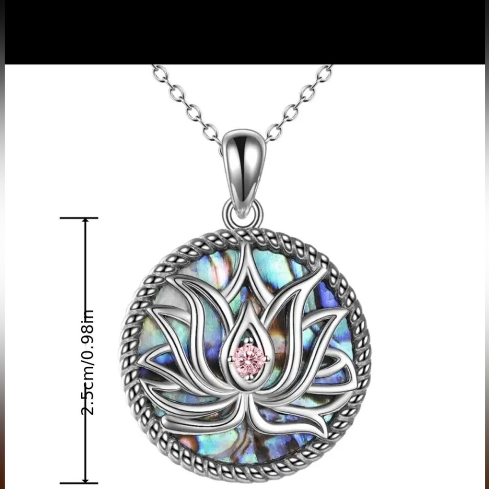 SOLD - NWOT - Pretty Lotus Flower/Abalone Shell Pendant - Picture 5 of 6